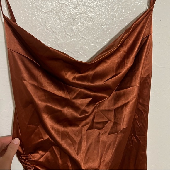 Rust Colored Asymmetrical Sheath Dress - Picture 3 of 9